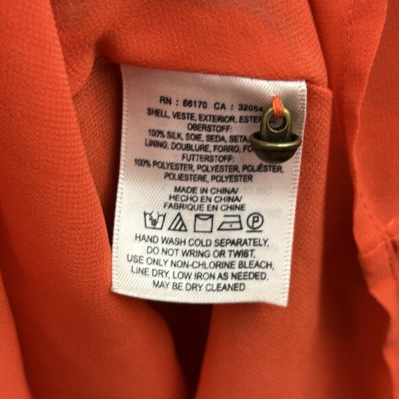 MAEVE Anthro Larkhill Silk Boho Small Dress Trapeze Swing Floral Orange Colorful - Picture 8 of 16